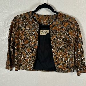 Vintage Miss Elliette California Metallic Embroidered Autumnal Bolero Jacket